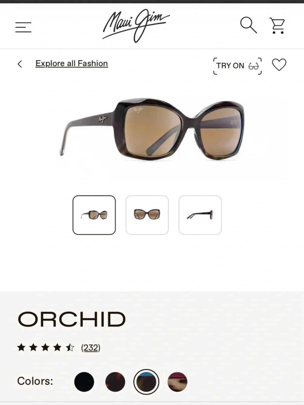 Maui Jim Women’s Orchid Polarized Sunglasses in Tortoise with Peacock - Picture 6 of 7